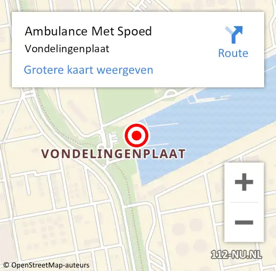 Locatie op kaart van de 112 melding: Ambulance Met Spoed Naar Vondelingenplaat op 24 maart 2021 11:47