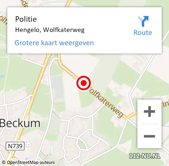 Locatie op kaart van de 112 melding: Politie Hengelo, Wolfkaterweg op 24 maart 2021 11:51