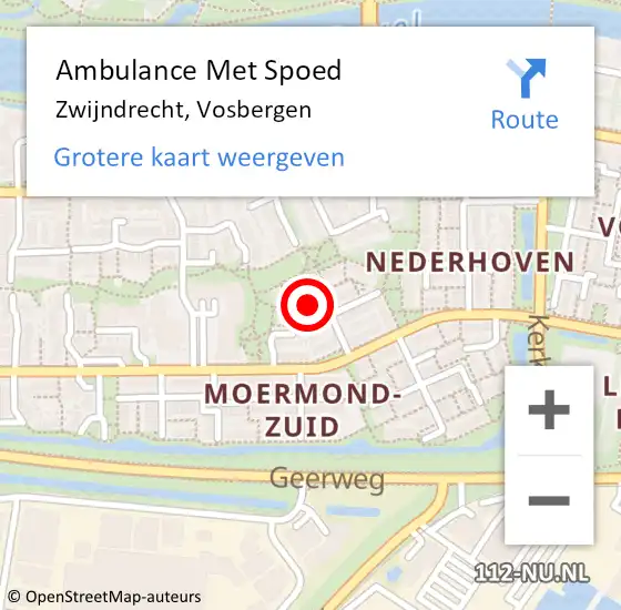 Locatie op kaart van de 112 melding: Ambulance Met Spoed Naar Zwijndrecht, A16 Li op 24 maart 2021 12:09