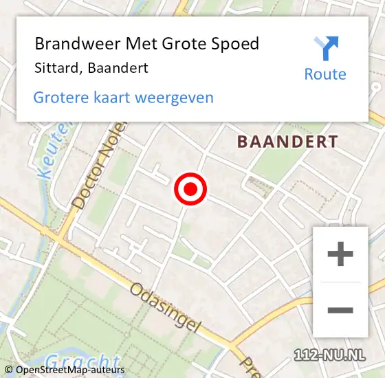 Locatie op kaart van de 112 melding: Brandweer Met Grote Spoed Naar Sittard, Baandert op 24 maart 2021 12:22