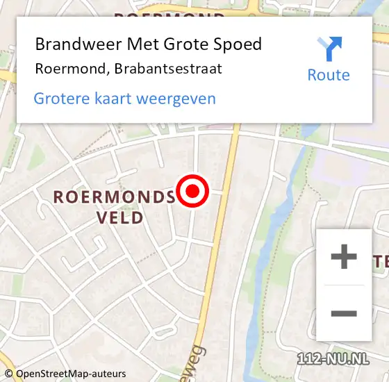 Locatie op kaart van de 112 melding: Brandweer Met Grote Spoed Naar Roermond, Brabantsestraat op 24 maart 2021 12:33