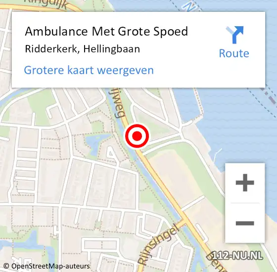 Locatie op kaart van de 112 melding: Ambulance Met Grote Spoed Naar Ridderkerk, Hellingbaan op 24 maart 2021 12:40