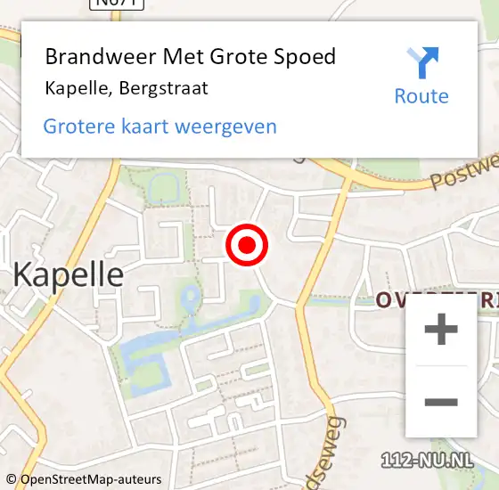 Locatie op kaart van de 112 melding: Brandweer Met Grote Spoed Naar Kapelle, Bergstraat op 24 maart 2021 12:44