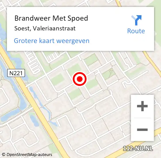 Locatie op kaart van de 112 melding: Brandweer Met Spoed Naar Soest, Valeriaanstraat op 24 maart 2021 13:32