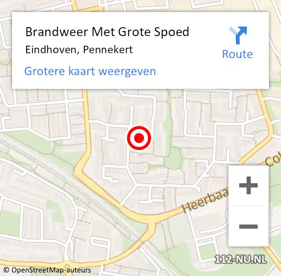 Locatie op kaart van de 112 melding: Brandweer Met Grote Spoed Naar Eindhoven, Pennekert op 24 maart 2021 14:39