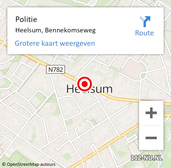 Locatie op kaart van de 112 melding: Politie Heelsum, Bennekomseweg op 24 maart 2021 15:42