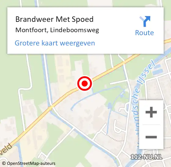 Locatie op kaart van de 112 melding: Brandweer Met Spoed Naar Montfoort, Lindeboomsweg op 5 juni 2014 20:44