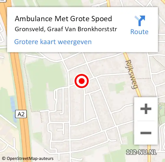 Locatie op kaart van de 112 melding: Ambulance Met Grote Spoed Naar Gronsveld, Graaf Van Bronkhorststr op 5 juni 2014 20:50