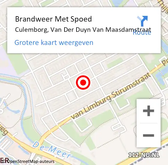 Locatie op kaart van de 112 melding: Brandweer Met Spoed Naar Culemborg, Van Der Duyn Van Maasdamstraat op 24 maart 2021 16:46