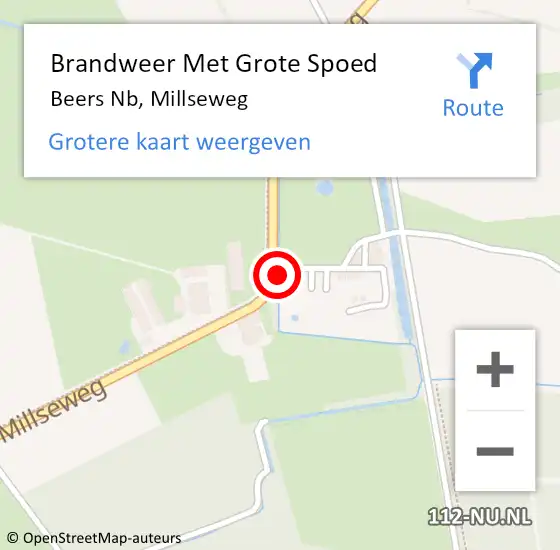 Locatie op kaart van de 112 melding: Brandweer Met Grote Spoed Naar Beers Nb, Millseweg op 24 maart 2021 17:33