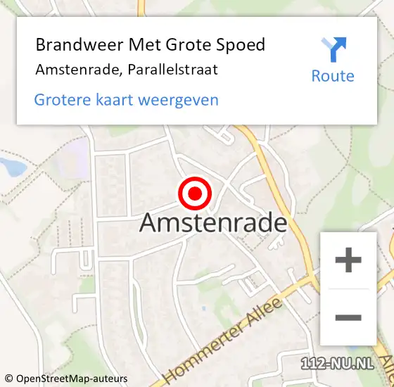 Locatie op kaart van de 112 melding: Brandweer Met Grote Spoed Naar Amstenrade, Parallelstraat op 24 maart 2021 18:32