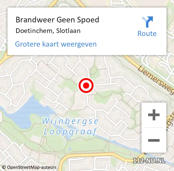 Locatie op kaart van de 112 melding: Brandweer Geen Spoed Naar Doetinchem, Slotlaan op 24 maart 2021 18:45