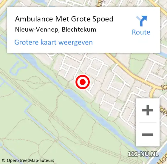 Locatie op kaart van de 112 melding: Ambulance Met Grote Spoed Naar Nieuw-Vennep, Blechtekum op 24 maart 2021 21:14