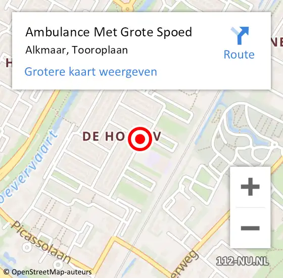 Locatie op kaart van de 112 melding: Ambulance Met Grote Spoed Naar Alkmaar, Tooroplaan op 24 maart 2021 22:45