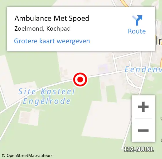 Locatie op kaart van de 112 melding: Ambulance Met Spoed Naar Zoelmond, Kochpad op 25 maart 2021 02:39