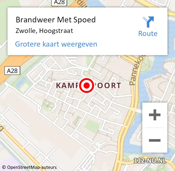 Locatie op kaart van de 112 melding: Brandweer Met Spoed Naar Zwolle, Hoogstraat op 25 maart 2021 04:18