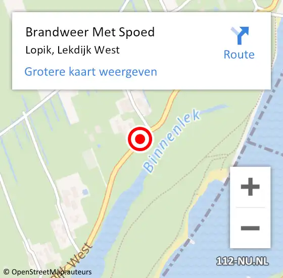 Locatie op kaart van de 112 melding: Brandweer Met Spoed Naar Lopik, Lekdijk West op 25 maart 2021 04:58