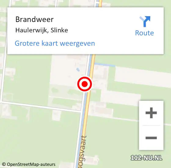 Locatie op kaart van de 112 melding: Brandweer Haulerwijk, Slinke op 25 maart 2021 05:44