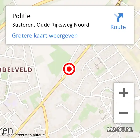 Locatie op kaart van de 112 melding: Politie Susteren, Oude Rijksweg Noord op 25 maart 2021 06:57