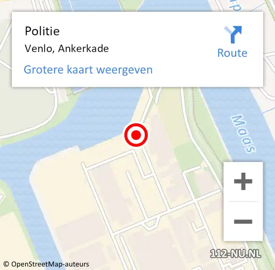 Locatie op kaart van de 112 melding: Politie Venlo, Ankerkade op 25 maart 2021 07:08