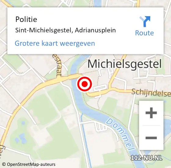 Locatie op kaart van de 112 melding: Politie Sint-Michielsgestel, Adrianusplein op 25 maart 2021 08:47