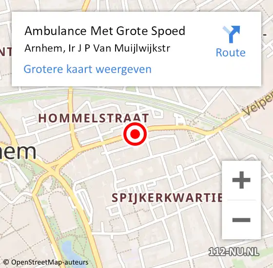 Locatie op kaart van de 112 melding: Ambulance Met Grote Spoed Naar Arnhem, Ir J P Van Muijlwijkstr op 25 maart 2021 09:30