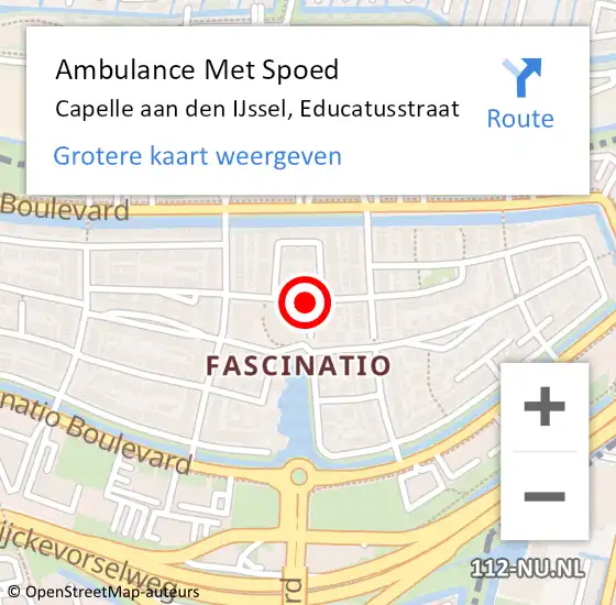 Locatie op kaart van de 112 melding: Ambulance Met Spoed Naar Capelle aan den IJssel, Educatusstraat op 25 maart 2021 09:36