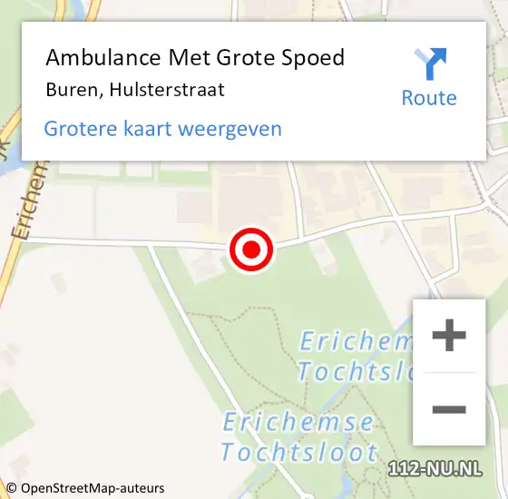 Locatie op kaart van de 112 melding: Ambulance Met Grote Spoed Naar Buren, Hulsterstraat op 25 maart 2021 09:44