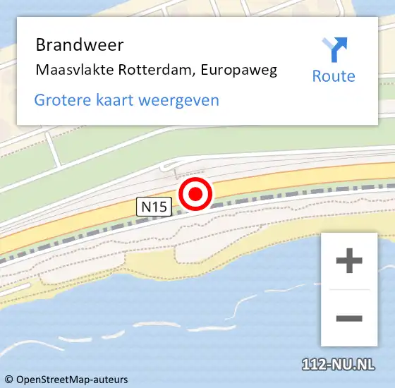 Locatie op kaart van de 112 melding: Brandweer Maasvlakte Rotterdam, Europaweg op 25 maart 2021 10:20