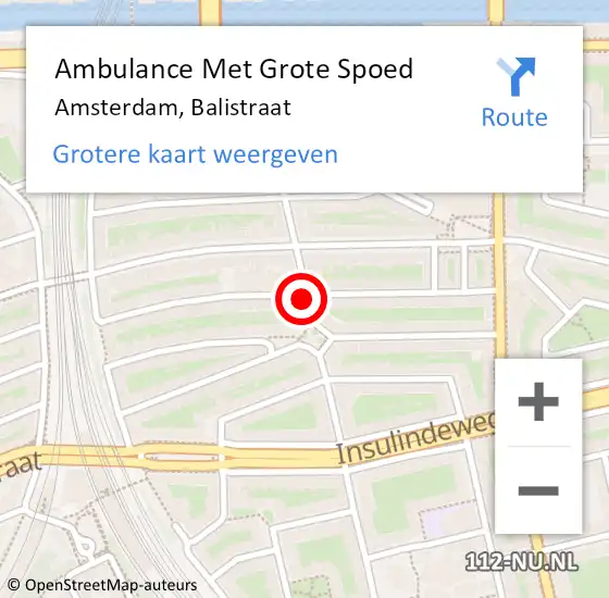 Locatie op kaart van de 112 melding: Ambulance Met Grote Spoed Naar Amsterdam, Balistraat op 25 maart 2021 11:42