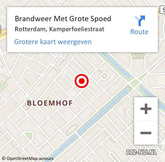 Locatie op kaart van de 112 melding: Brandweer Met Grote Spoed Naar Rotterdam, Kamperfoeliestraat op 25 maart 2021 11:47