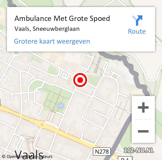 Locatie op kaart van de 112 melding: Ambulance Met Grote Spoed Naar Vaals, Sneeuwberglaan op 5 juni 2014 23:09