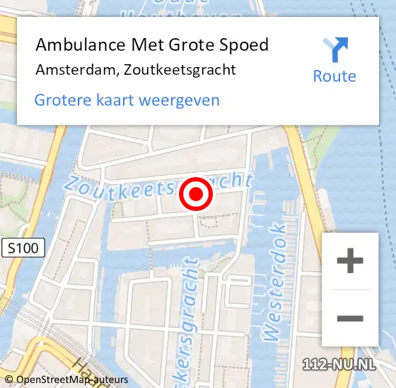 Locatie op kaart van de 112 melding: Ambulance Met Grote Spoed Naar Amsterdam, Zoutkeetsgracht op 25 maart 2021 13:00