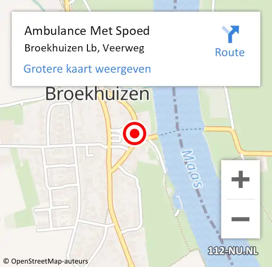 Locatie op kaart van de 112 melding: Ambulance Met Spoed Naar Broekhuizen Lb, Veerweg op 5 juni 2014 23:27