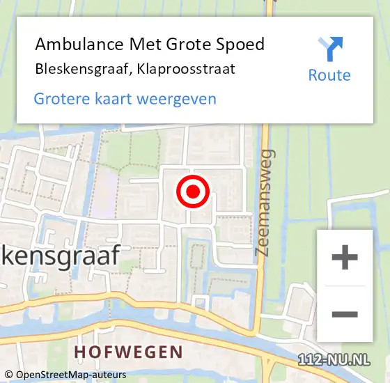 Locatie op kaart van de 112 melding: Ambulance Met Grote Spoed Naar Bleskensgraaf, Klaproosstraat op 25 maart 2021 13:27