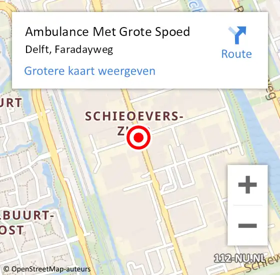 Locatie op kaart van de 112 melding: Ambulance Met Grote Spoed Naar Delft, Faradayweg op 25 maart 2021 13:43