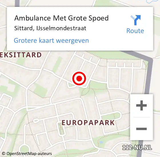 Locatie op kaart van de 112 melding: Ambulance Met Grote Spoed Naar Sittard, IJsselmondestraat op 5 juni 2014 23:33