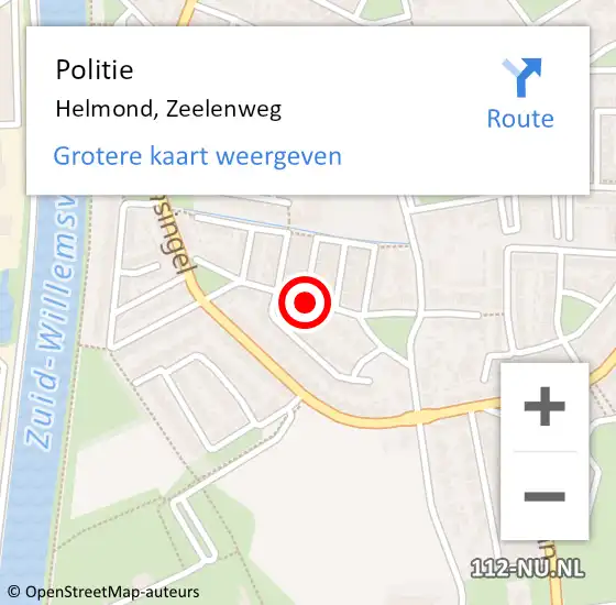 Locatie op kaart van de 112 melding: Politie Helmond, Zeelenweg op 25 maart 2021 14:01