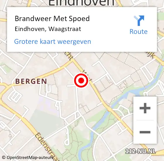 Locatie op kaart van de 112 melding: Brandweer Met Spoed Naar Eindhoven, Waagstraat op 25 maart 2021 14:10