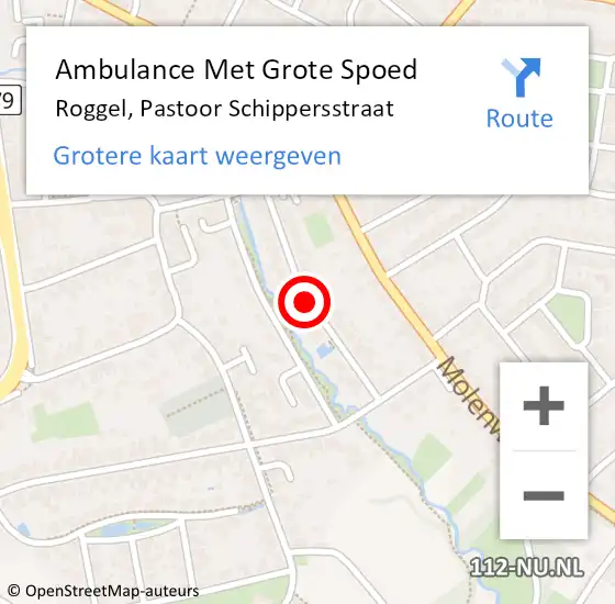 Locatie op kaart van de 112 melding: Ambulance Met Grote Spoed Naar Roggel, Pastoor Schippersstraat op 25 maart 2021 14:22