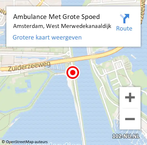Locatie op kaart van de 112 melding: Ambulance Met Grote Spoed Naar Amsterdam, West Merwedekanaaldijk op 25 maart 2021 17:05