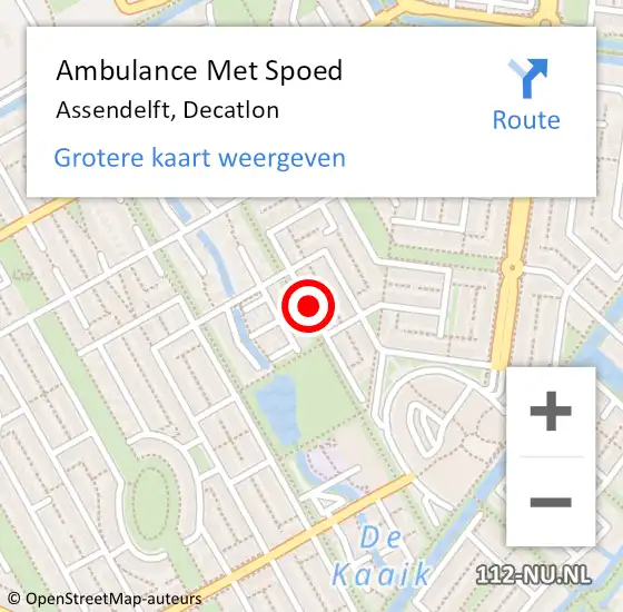Locatie op kaart van de 112 melding: Ambulance Met Spoed Naar Assendelft, Decatlon op 25 maart 2021 17:18
