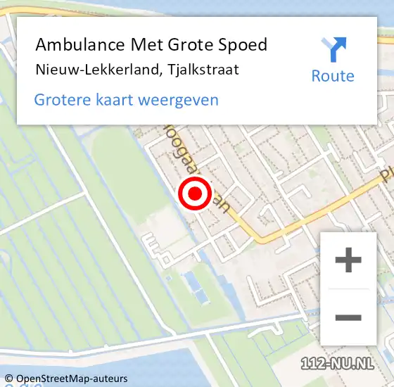 Locatie op kaart van de 112 melding: Ambulance Met Grote Spoed Naar Nieuw-Lekkerland, Tjalkstraat op 25 maart 2021 17:56