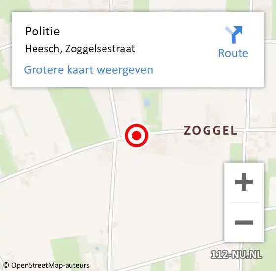 Locatie op kaart van de 112 melding: Politie Heesch, Zoggelsestraat op 25 maart 2021 18:10