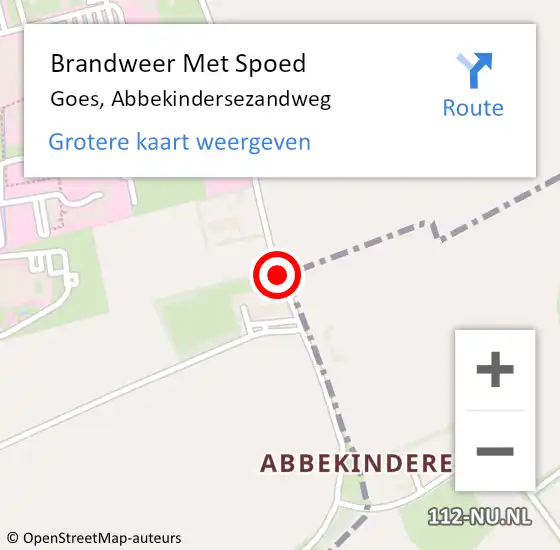 Locatie op kaart van de 112 melding: Brandweer Met Spoed Naar Goes, Abbekindersezandweg op 25 maart 2021 20:26