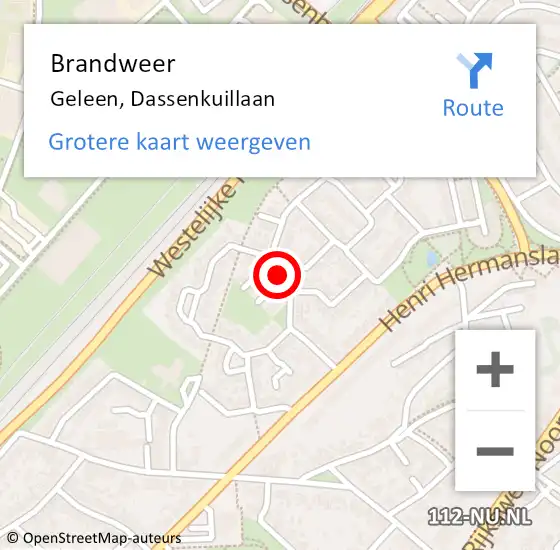 Locatie op kaart van de 112 melding: Brandweer Geleen, Dassenkuillaan op 6 juni 2014 01:08
