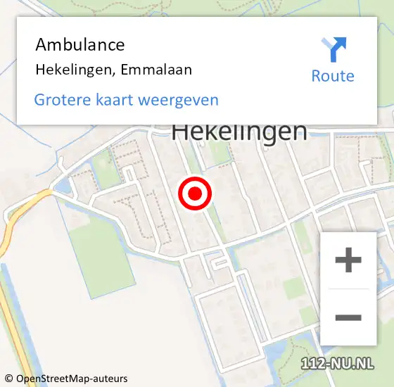 Locatie op kaart van de 112 melding: Ambulance Hekelingen, Emmalaan op 26 maart 2021 00:54