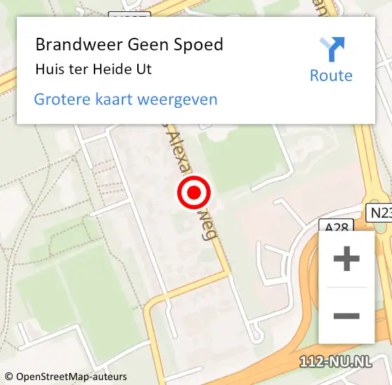 Locatie op kaart van de 112 melding: Brandweer Geen Spoed Naar Huis ter Heide Ut op 26 maart 2021 05:05