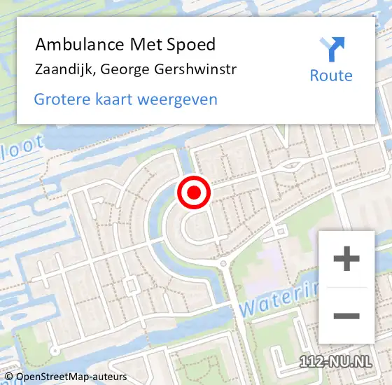 Locatie op kaart van de 112 melding: Ambulance Met Spoed Naar Zaandijk, George Gershwinstr op 26 maart 2021 06:27
