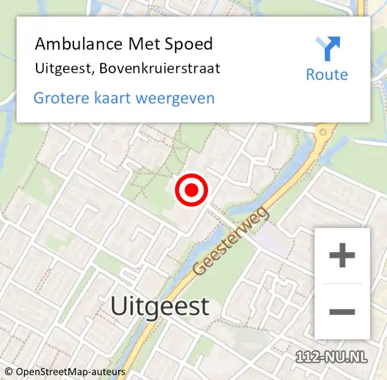 Locatie op kaart van de 112 melding: Ambulance Met Spoed Naar Uitgeest, Bovenkruierstraat op 26 maart 2021 07:25